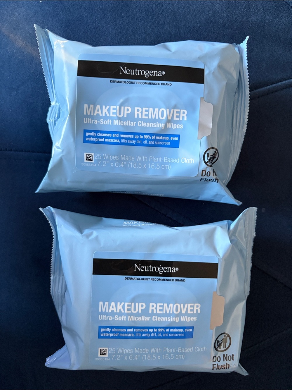 2 Neutrogena Makeup Remover Ultra-Soft Micellar Cleansing Wipes - Light Blue